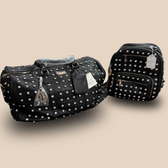 Tracey Lynn Black Studded Carry-On Bag & Backpack Set | NWT - Picture 3 of 3